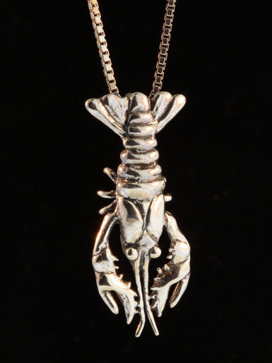 Crawfish Lobster Pendant - Open Claw Code Mascot - Silver