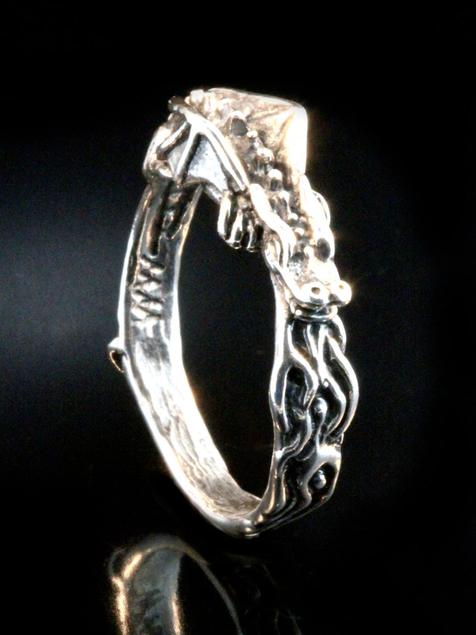 Flame Dragon Ring Band - Silver