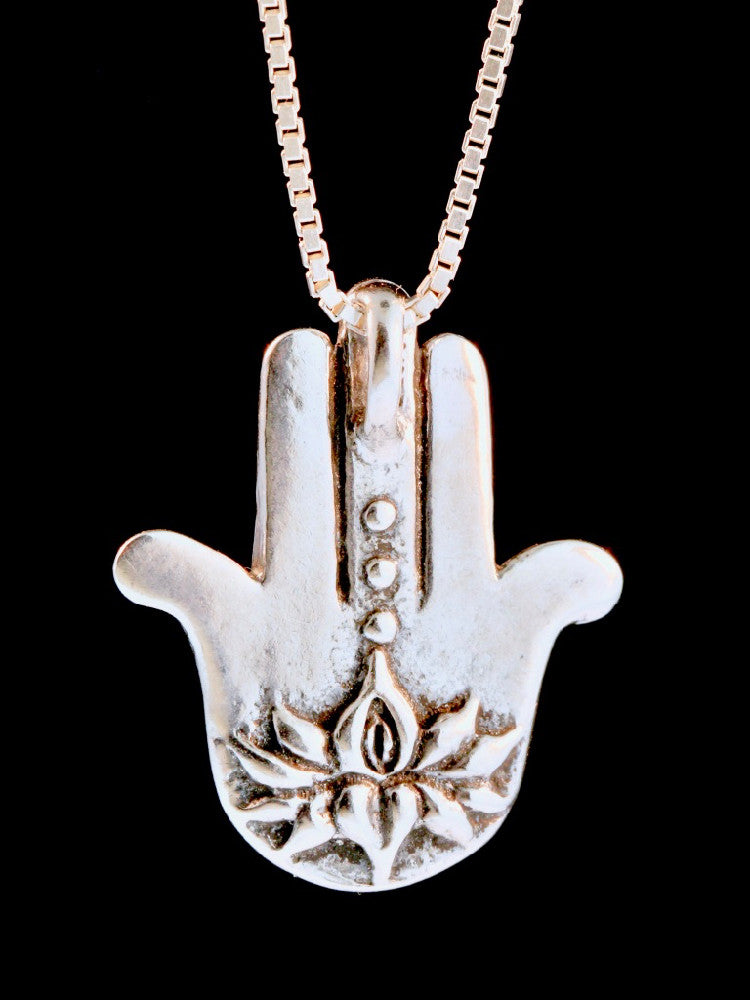 Eye of Protection Hamsa Hand Charm - Silver