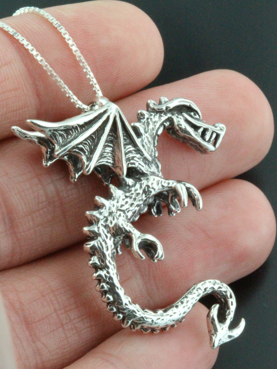 Spike Dragon Pendant - Silver