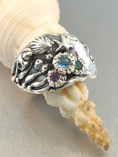 Tide Pool Ring with Gemstones - Silver