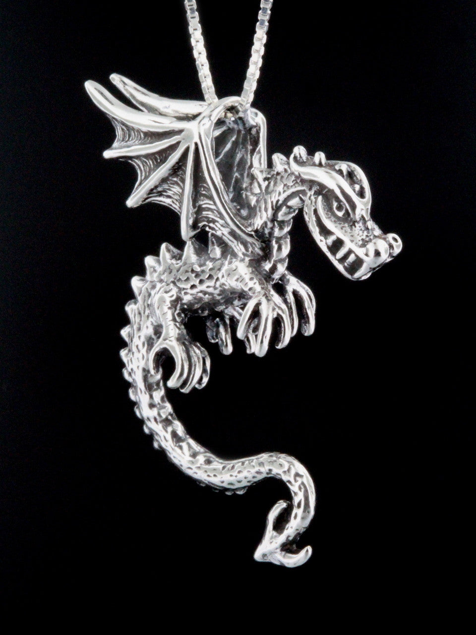 Spike Dragon Pendant - Silver