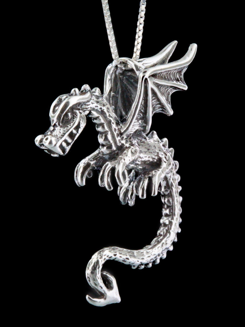 Spike Dragon Pendant - Silver