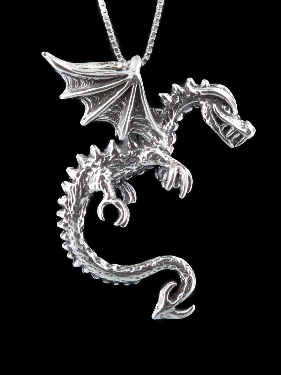 Spike Dragon Pendant - Silver
